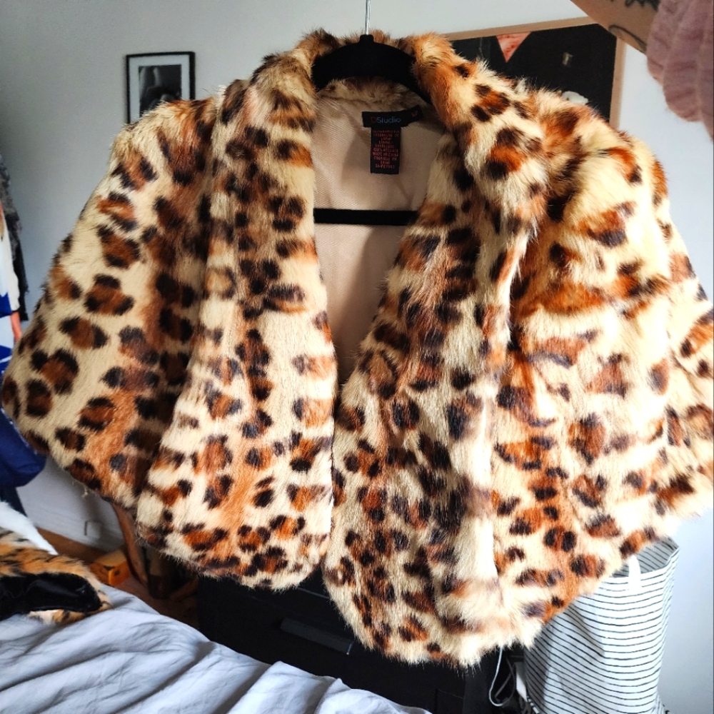 Leopard shawl real fur